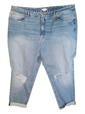 Good American Curve Plus Size Distressed Jeans 24 Waist 46" Raw Hem